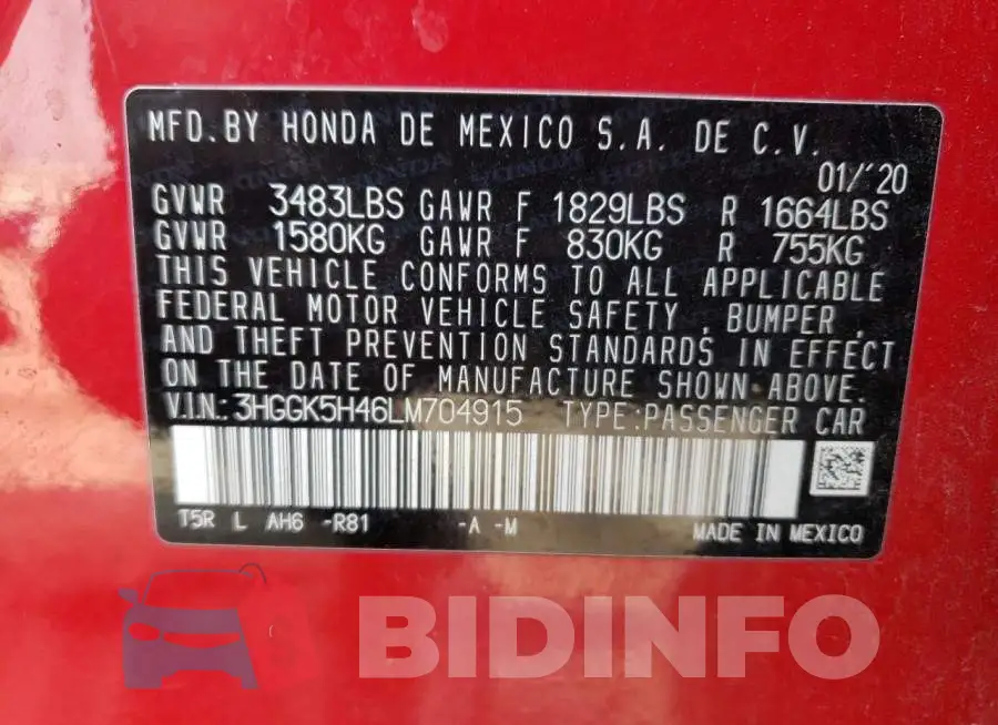 3HGGK5H46LM704915 Photo# 12