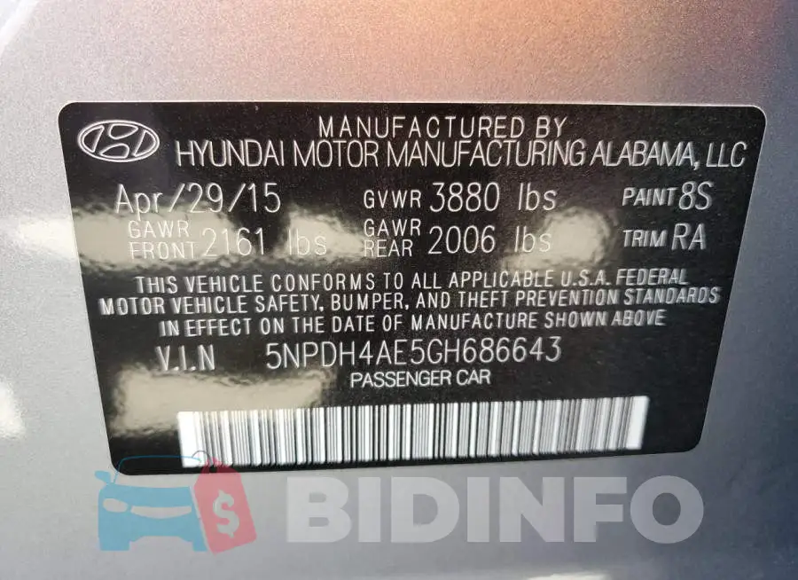 5NPDH4AE5GH686643 Photo# 12