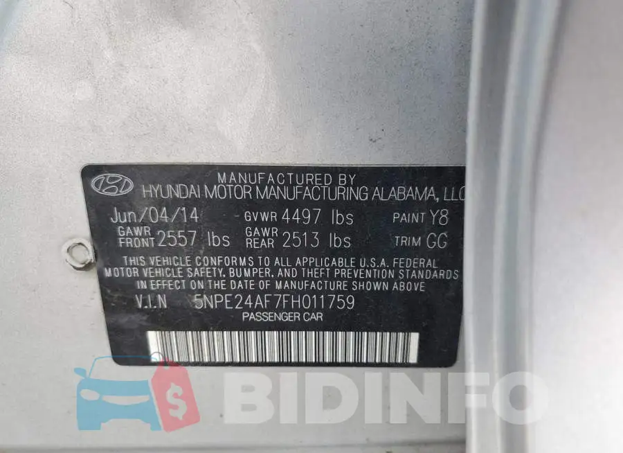 5NPE24AF7FH011759 Photo# 12
