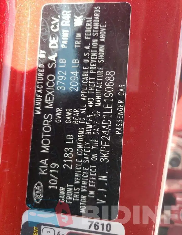 3KPF24AD1LE190688 Photo# 12