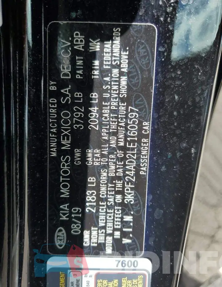 3KPF24AD2LE160597 Photo# 12