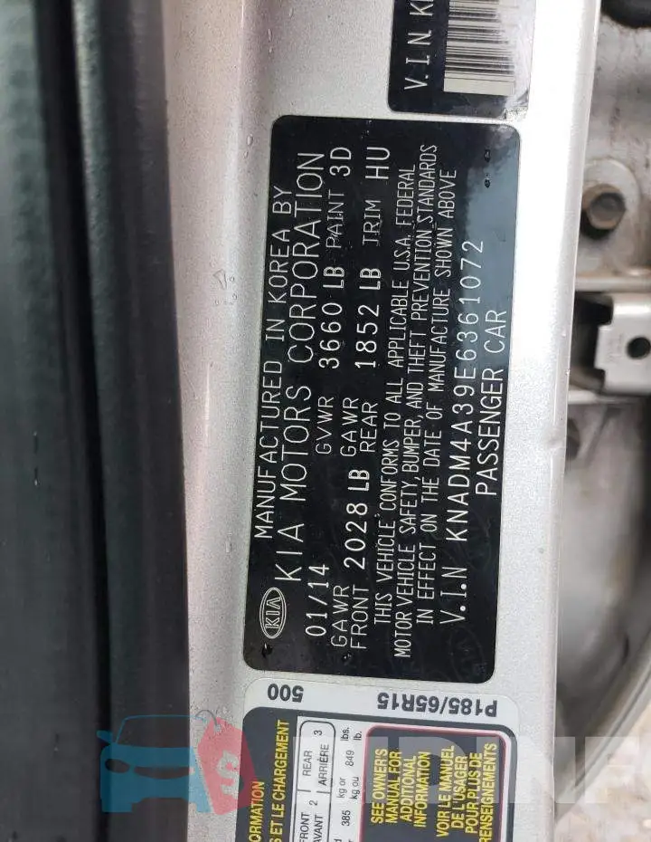 KNADM4A39E6361072 Photo# 12