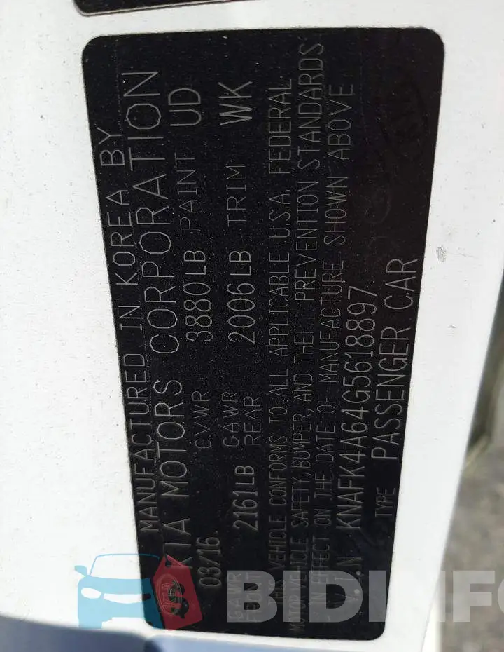 KNAFK4A64G5618897 Photo# 12