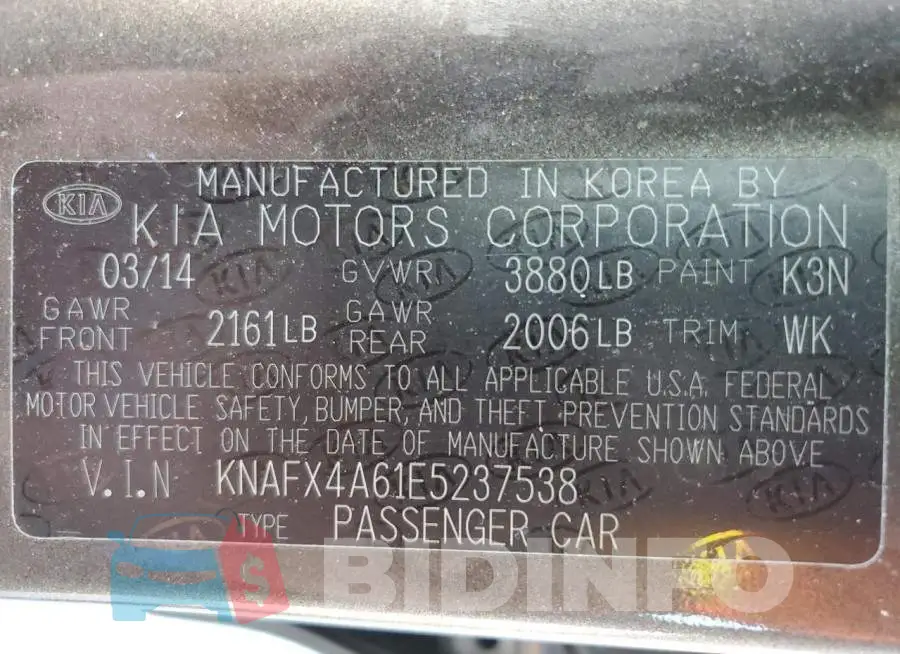 KNAFX4A61E5237538 Photo# 12