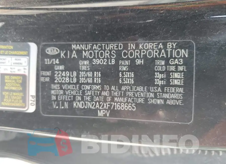 KNDJN2A2XF7168665 Photo# 13