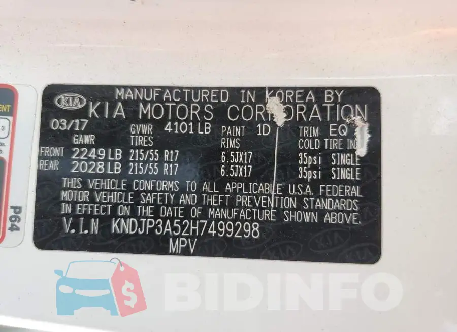KNDJP3A52H7499298 Photo# 13