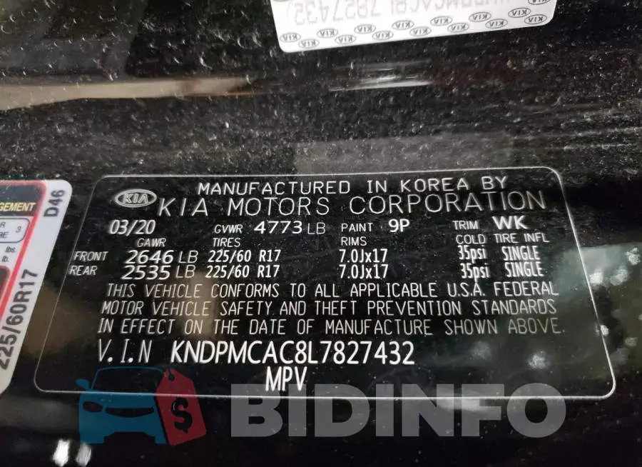 KNDPMCAC8L7827432 Photo# 13