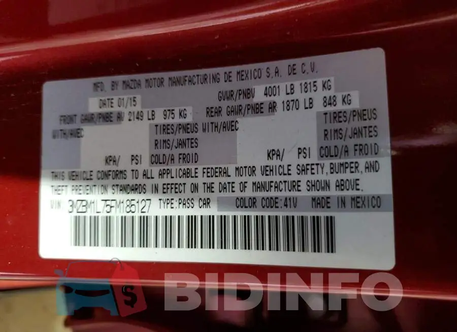 3MZBM1L75FM185127 Photo# 12