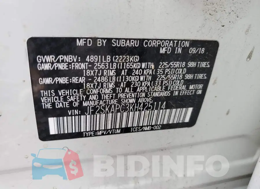 JF2SKAPC3KH425114 Photo# 12