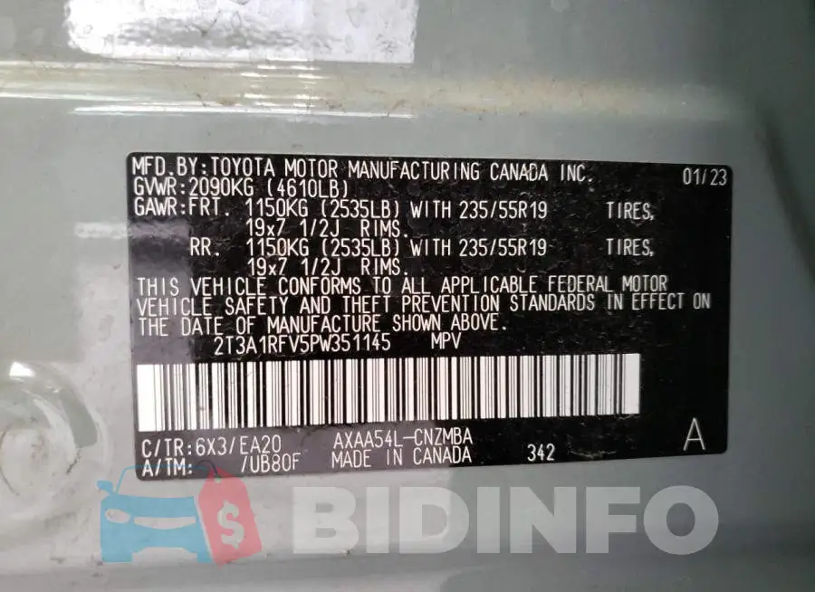 2T3A1RFV5PW351145 Photo# 12