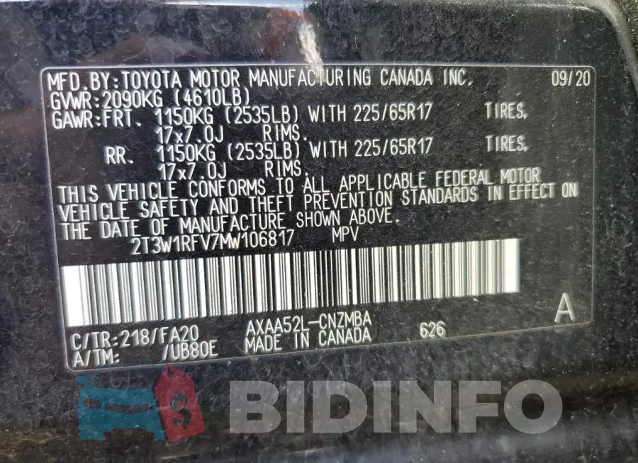 2T3W1RFV7MW106817 Photo# 14