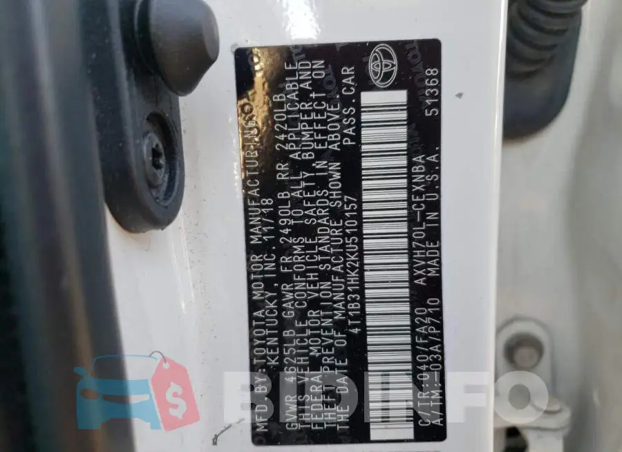 4T1B31HK2KU510157 Photo# 12