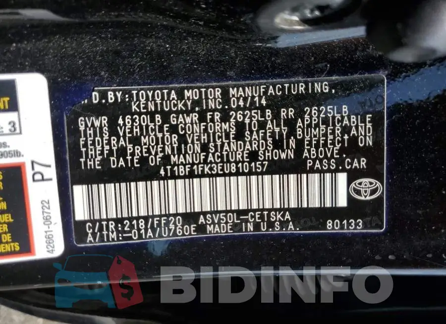 4T1BF1FK3EU810157 Photo# 13