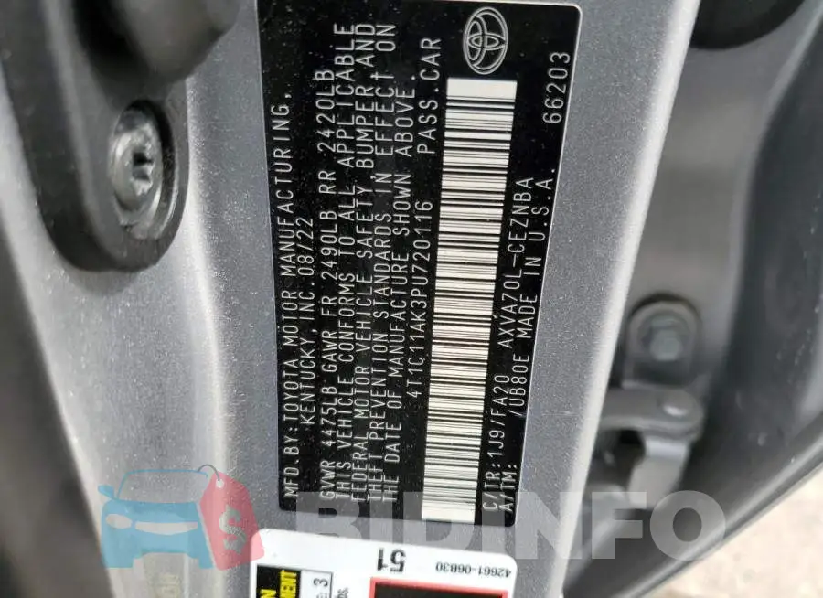 4T1C11AK3PU720116 Photo# 12