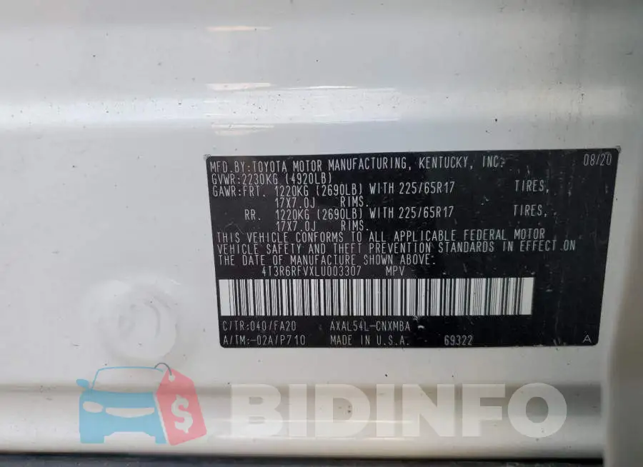4T3R6RFVXLU003307 Photo# 13