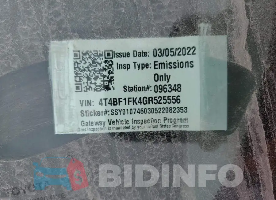 4T4BF1FK4GR525556 Photo# 12