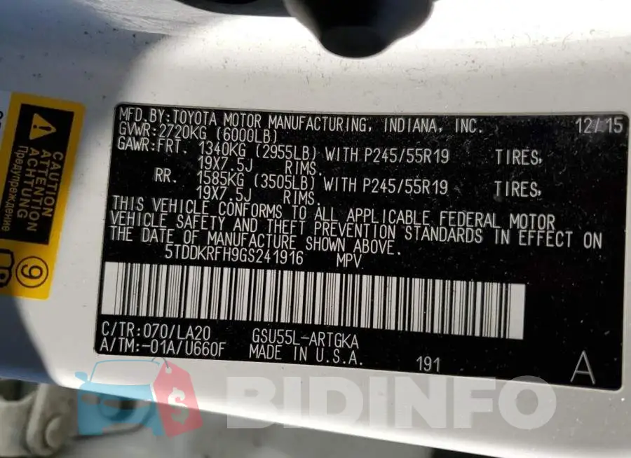 5TDDKRFH9GS241916 Photo# 14