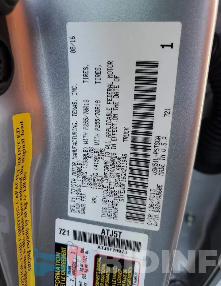 5TFEW5F16GX211948 Photo# 13