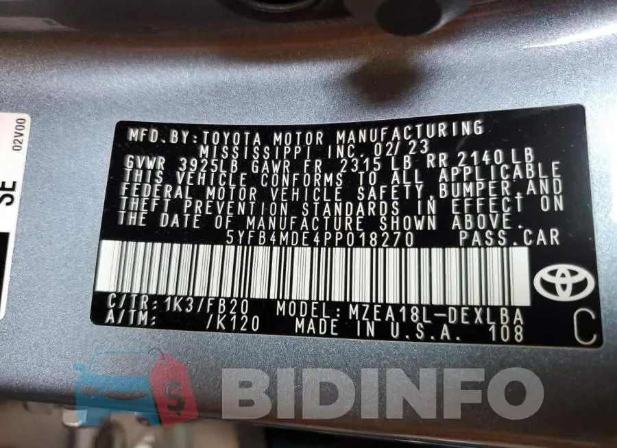 5YFB4MDE4PP018270 Photo# 12