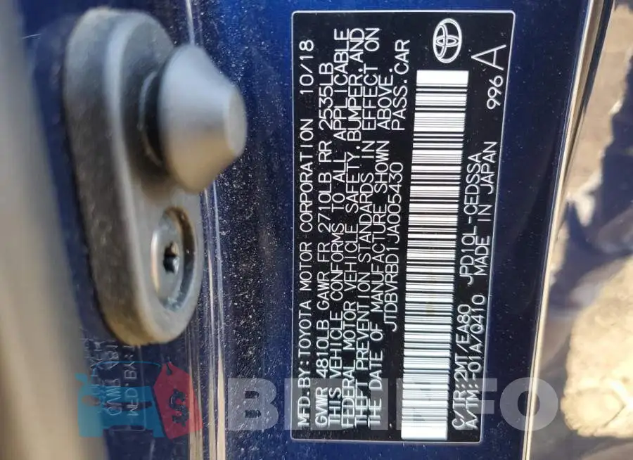 JTDBVRBD1JA005430 Photo# 12