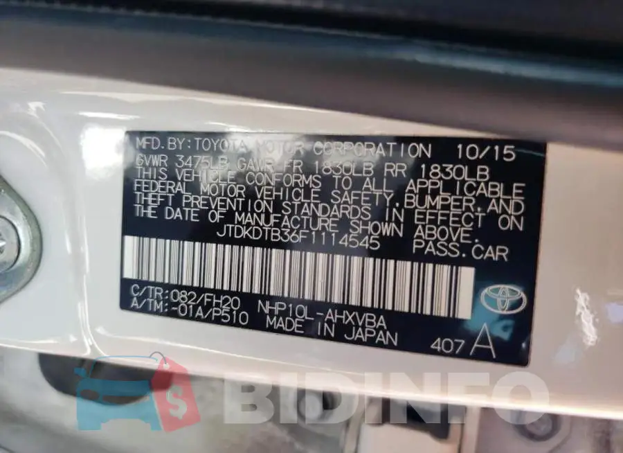 JTDKDTB36F1114545 Photo# 12