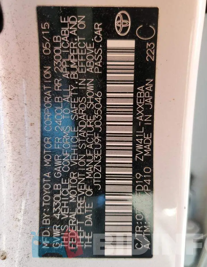 JTDZN3EU9FJ035046 Photo# 12