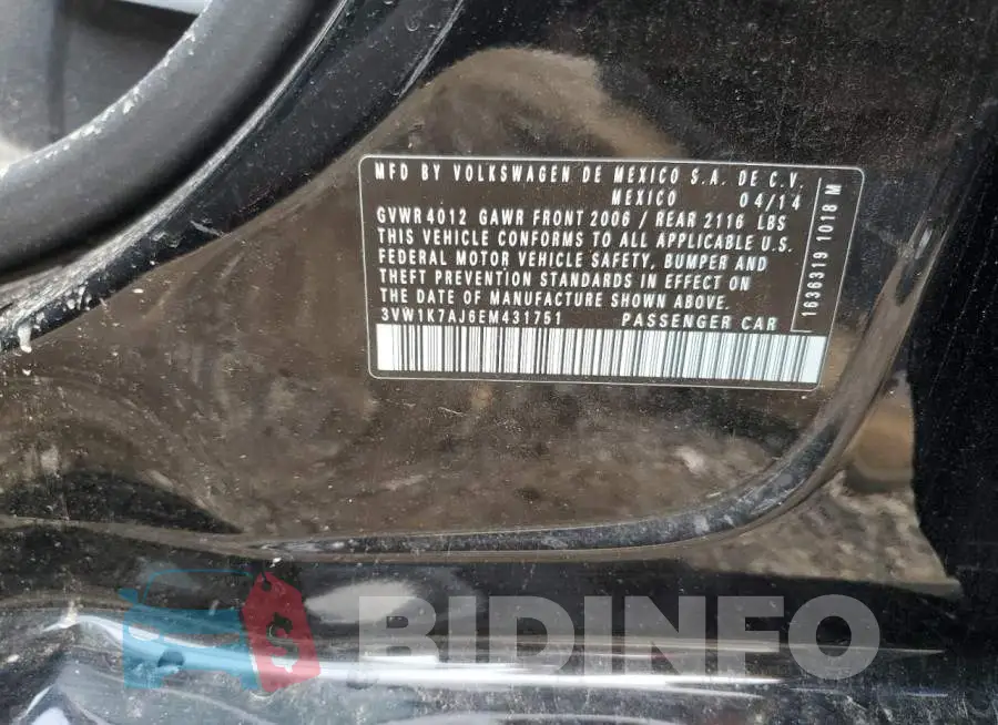 3VW1K7AJ6EM431751 Photo# 12