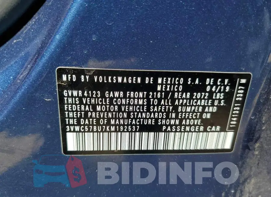 3VWC57BU7KM192537 Photo# 12