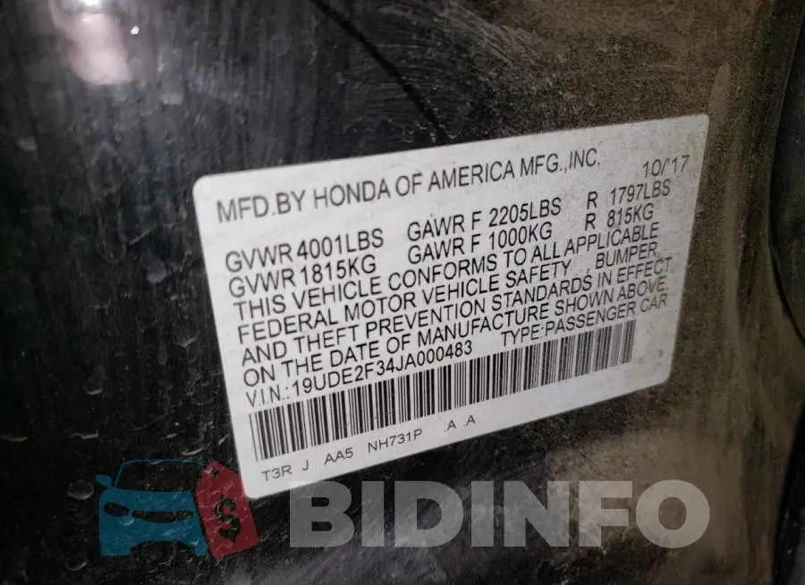 19UDE2F34JA000483 Photo# 12
