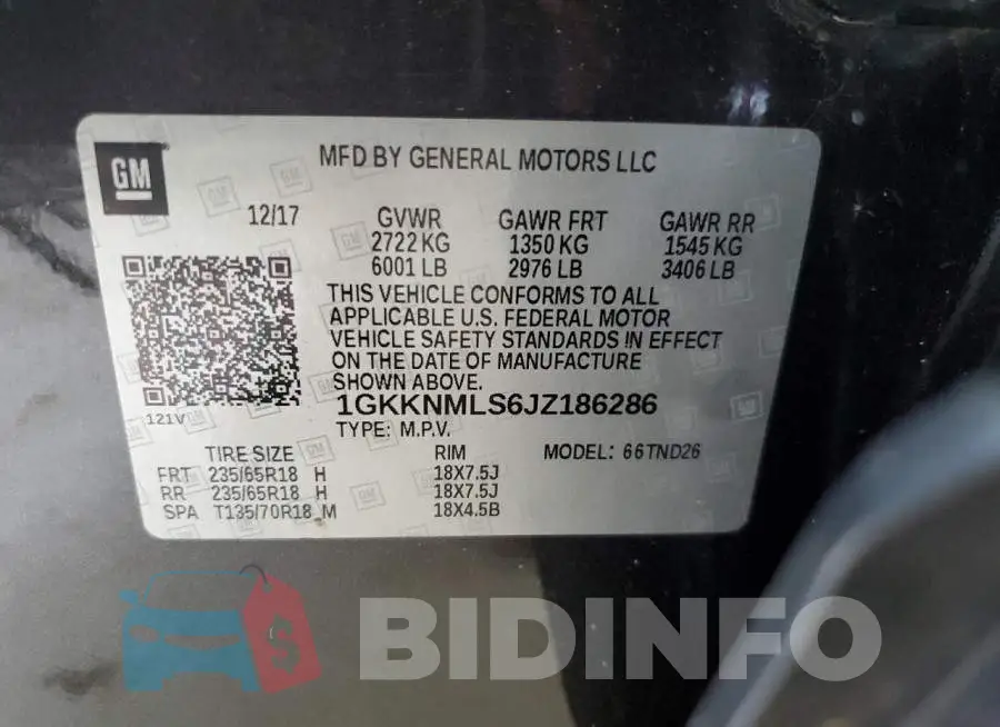 1GKKNMLS6JZ186286 Photo# 13