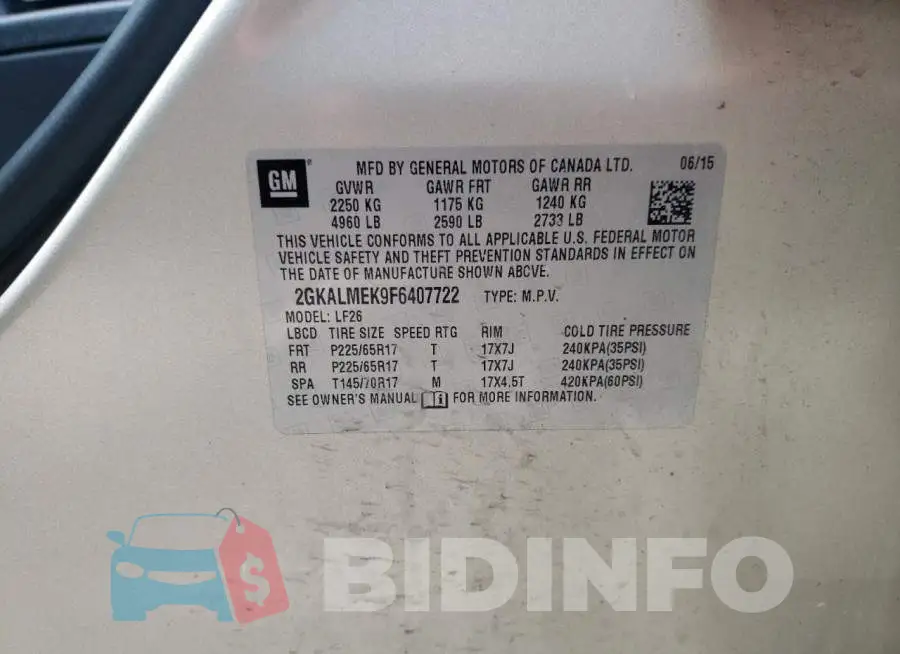 2GKALMEK9F6407722 Photo# 13