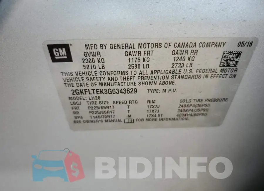 2GKFLTEK3G6343629 Photo# 12
