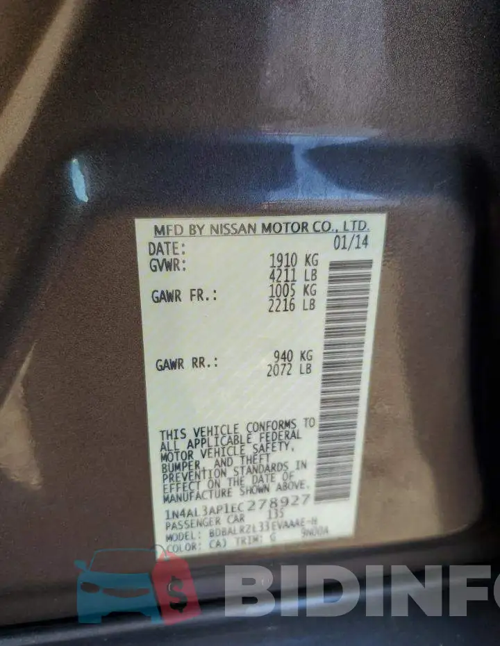 1N4AL3AP1EC278927 Photo# 12