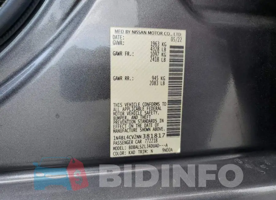 1N4BL4CV2NN381817 Photo# 12