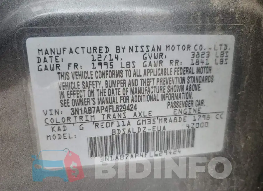 3N1AB7AP4FL629424 Photo# 12
