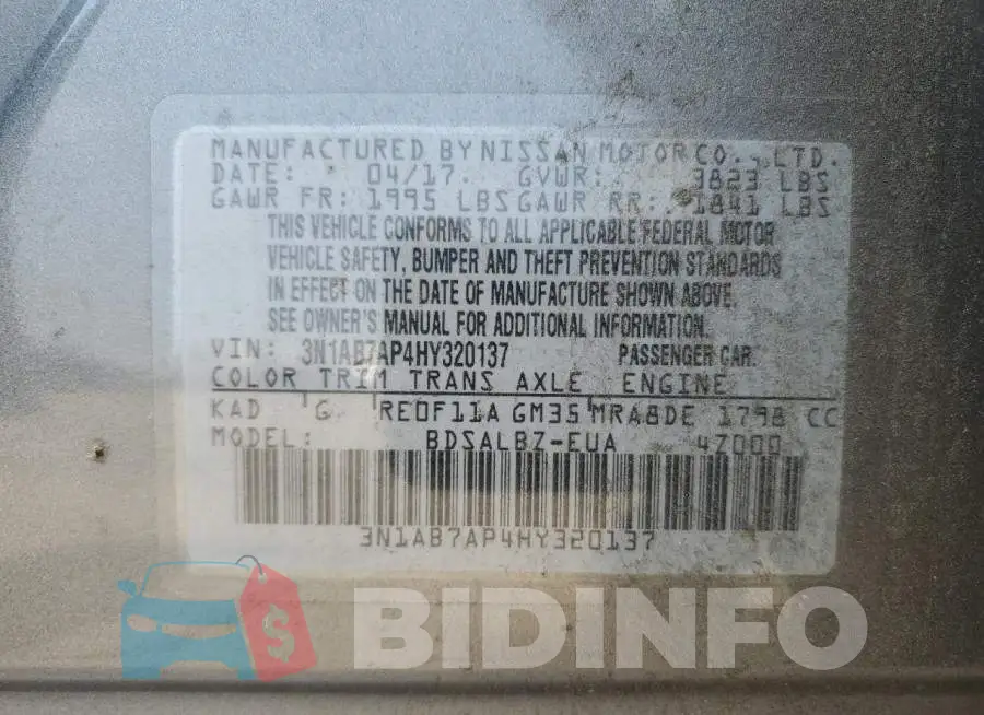3N1AB7AP4HY320137 Photo# 12
