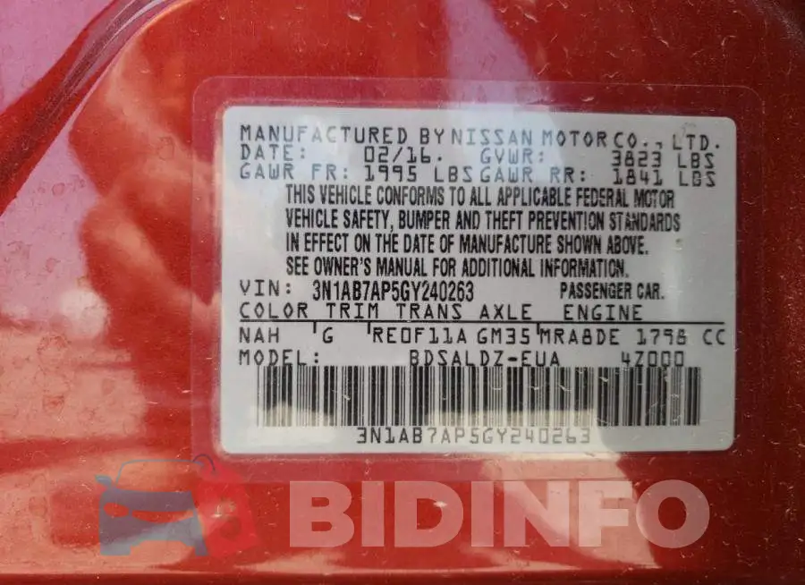3N1AB7AP5GY240263 Photo# 13