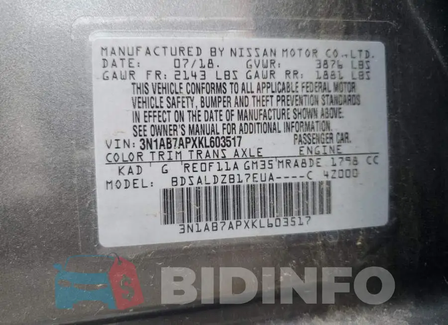 3N1AB7APXKL603517 Photo# 12