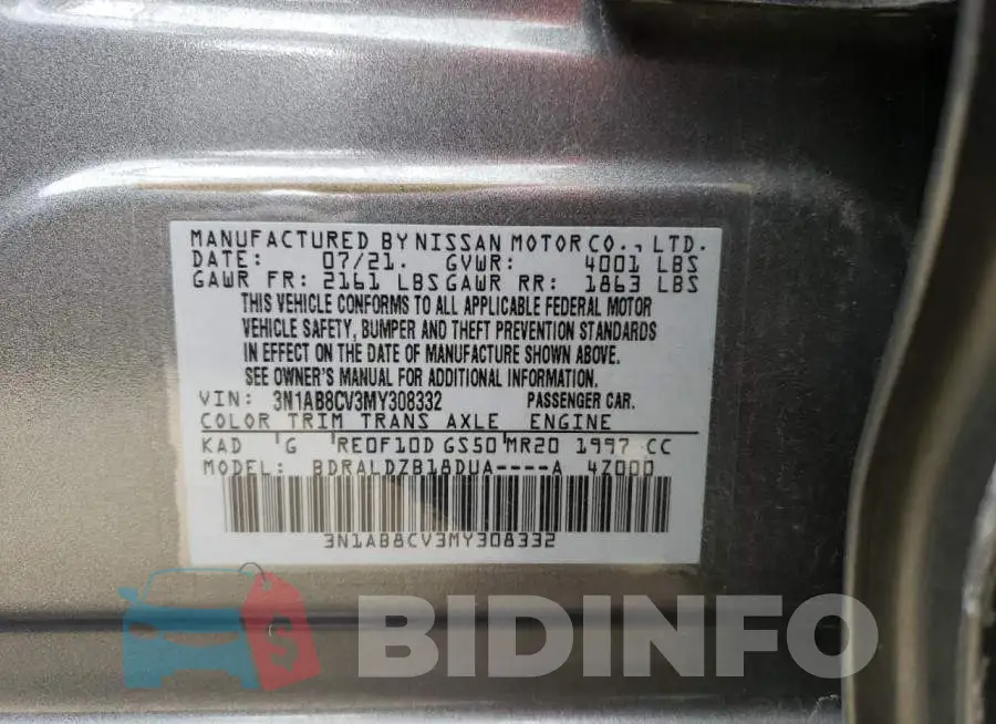 3N1AB8CV3MY308332 Photo# 12