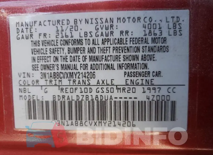 3N1AB8CVXMY214206 Photo# 12