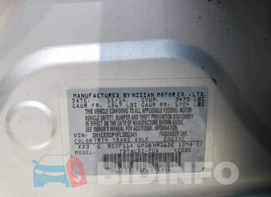 3N1CE2CP1FL395341 Photo# 13