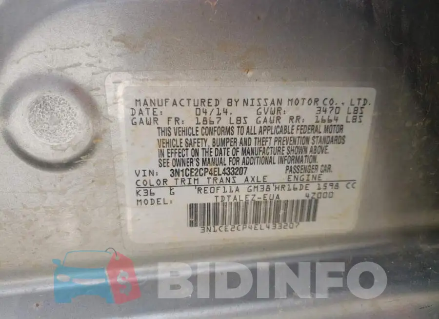 3N1CE2CP4EL433207 Photo# 12