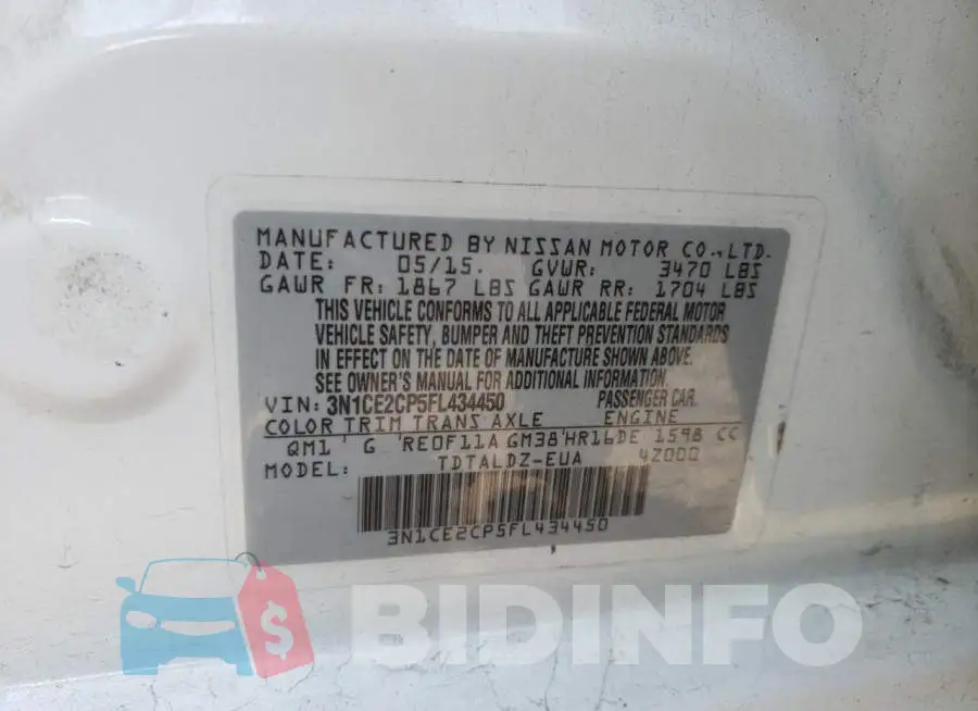 3N1CE2CP5FL434450 Photo# 12