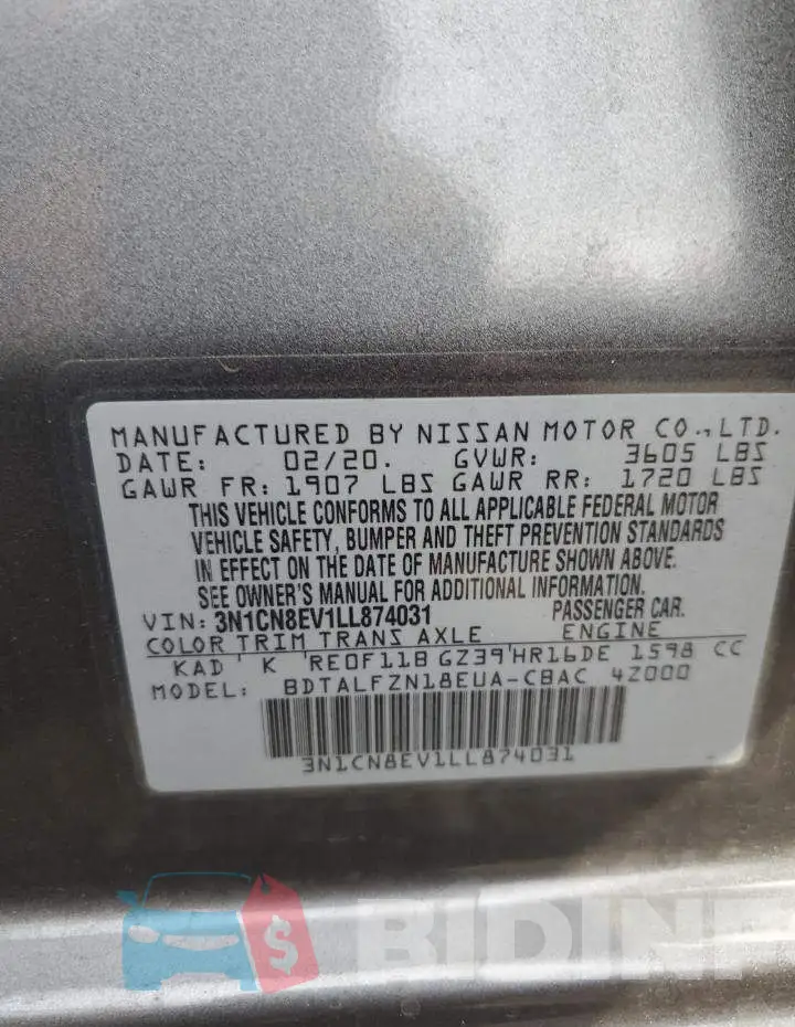 3N1CN8EV1LL874031 Photo# 12