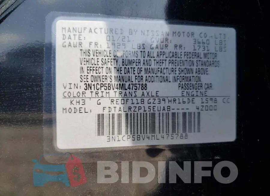 3N1CP5BV4ML475788 Photo# 12