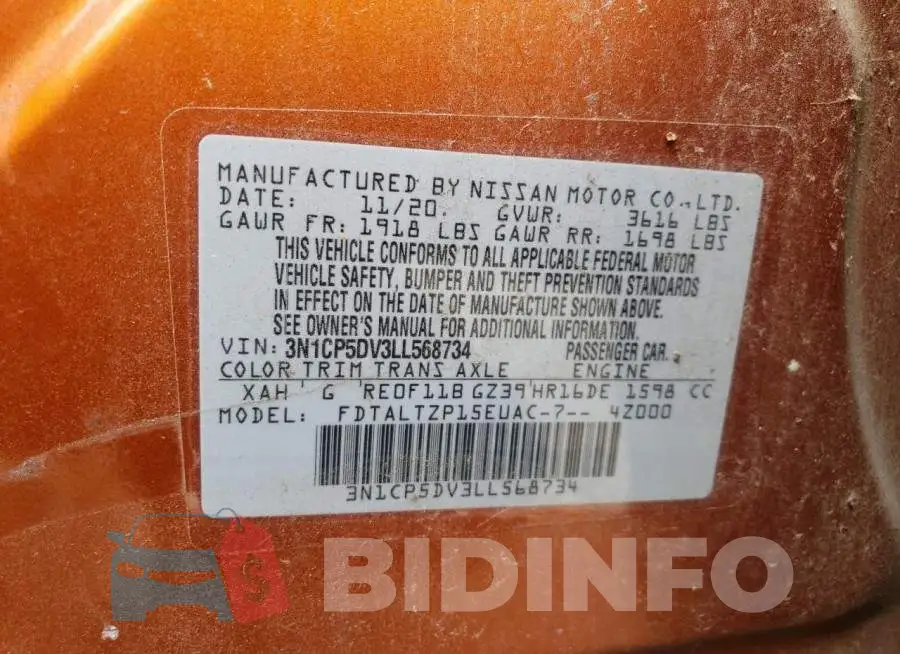 3N1CP5DV3LL568734 Photo# 13