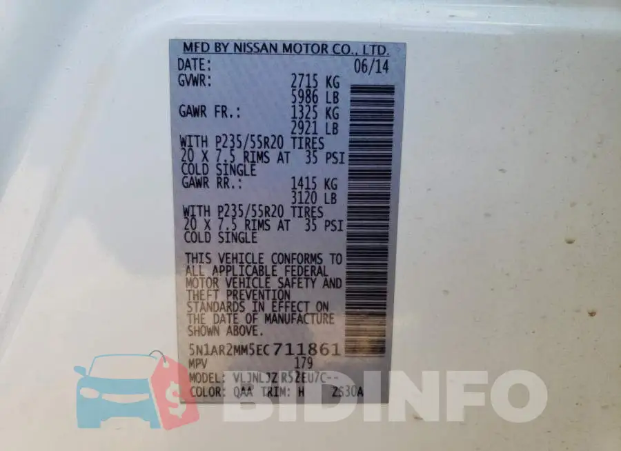 5N1AR2MM5EC711861 Photo# 13
