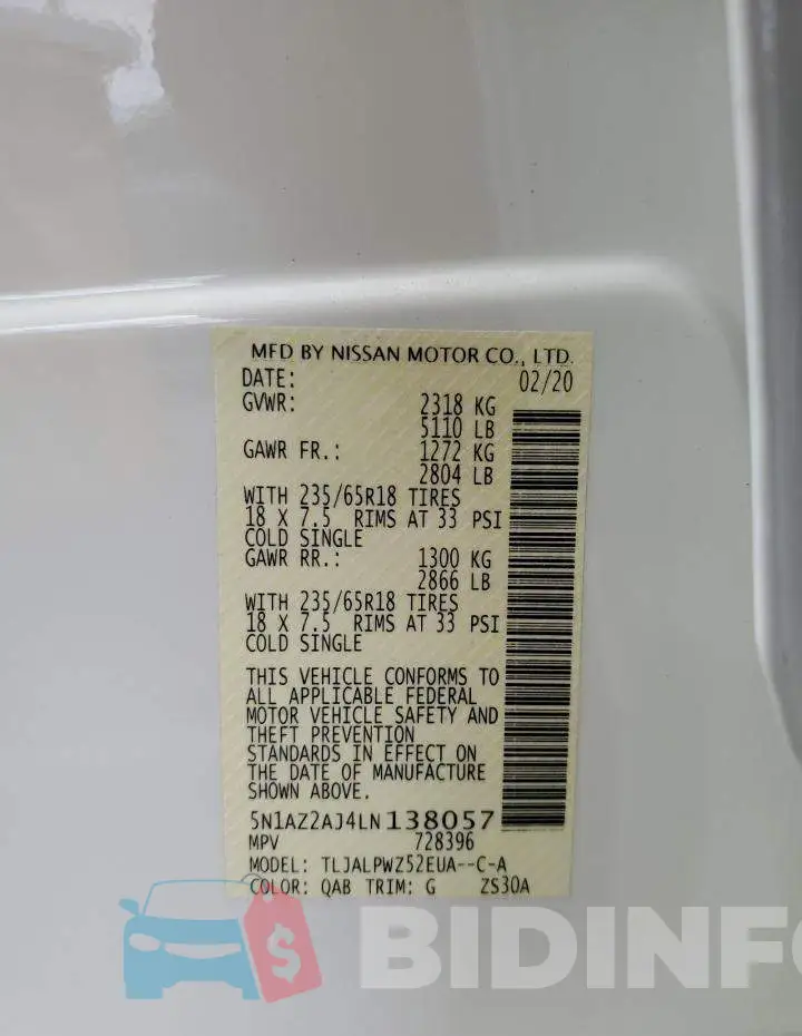 5N1AZ2AJ4LN138057 Photo# 12