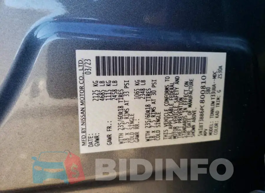5N1BT3BB6PC800810 Photo# 13