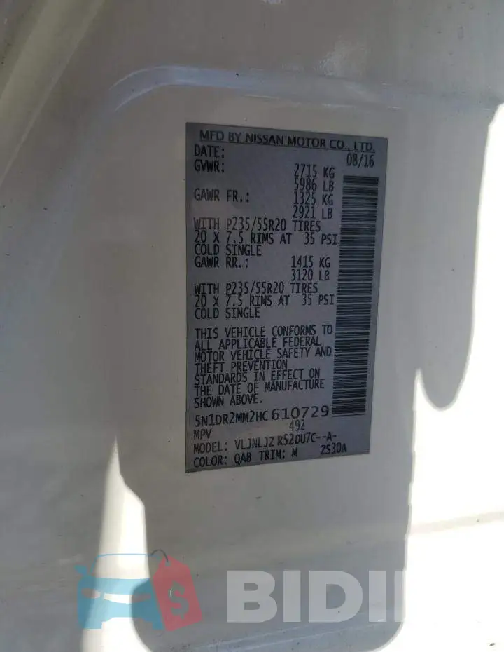 5N1DR2MM2HC610729 Photo# 13